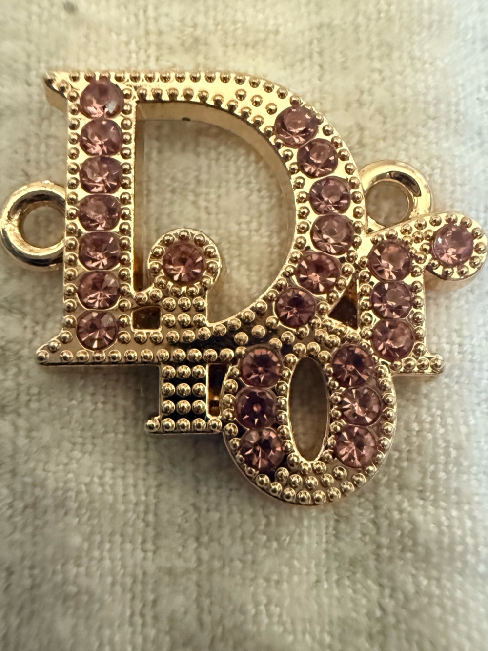 Gold-Tone Connector Charm with Pink Crystals